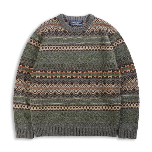 포트도일 페어아일 크루넥 스웨터 - 그레이