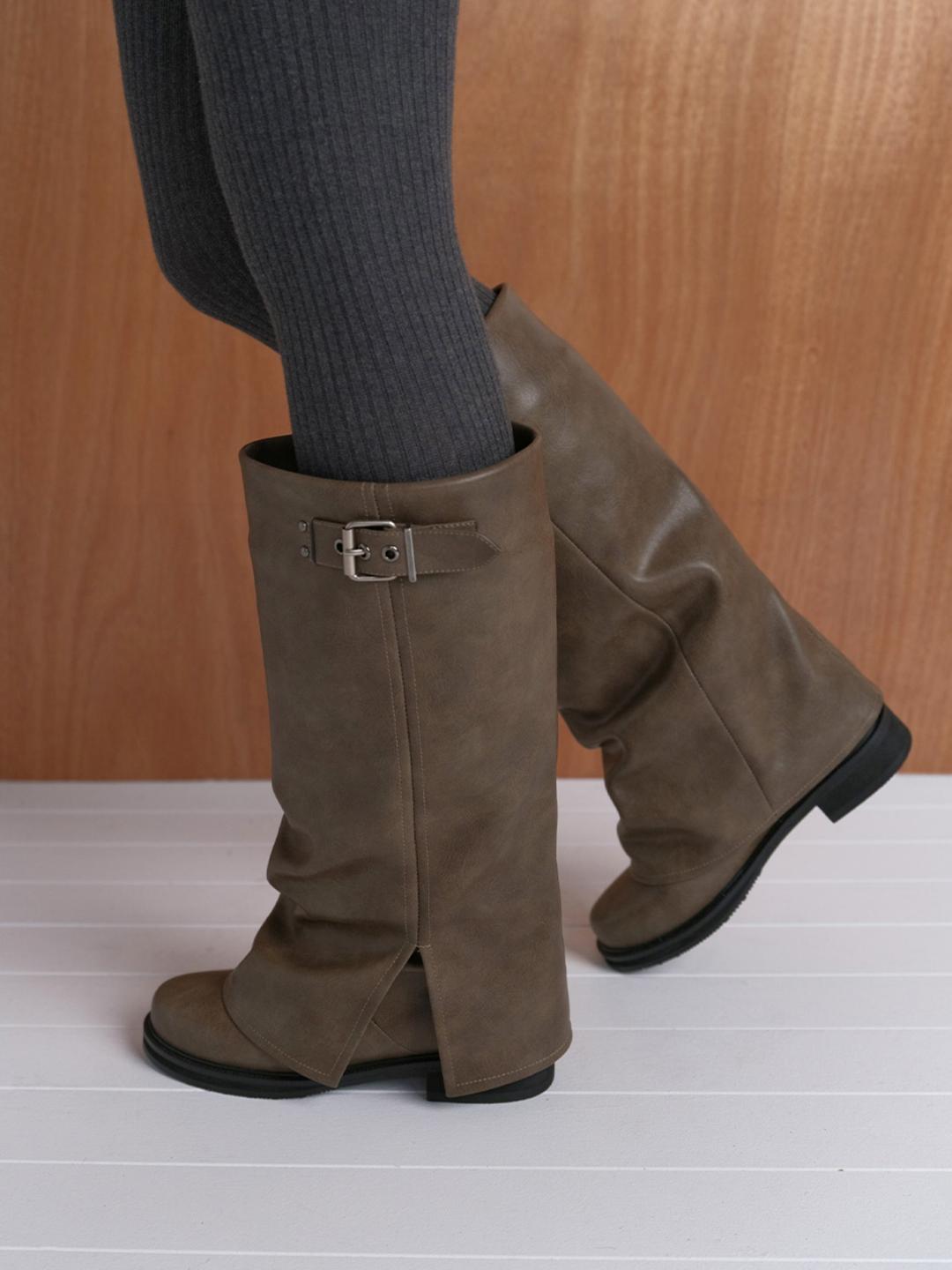 Velyn Warmer Long Boots in Khaki Brown WA5AD007-B8