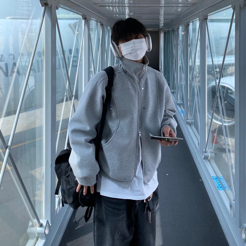 커브 하이넥 투웨이 집업 (2C / 그레이 블랙)