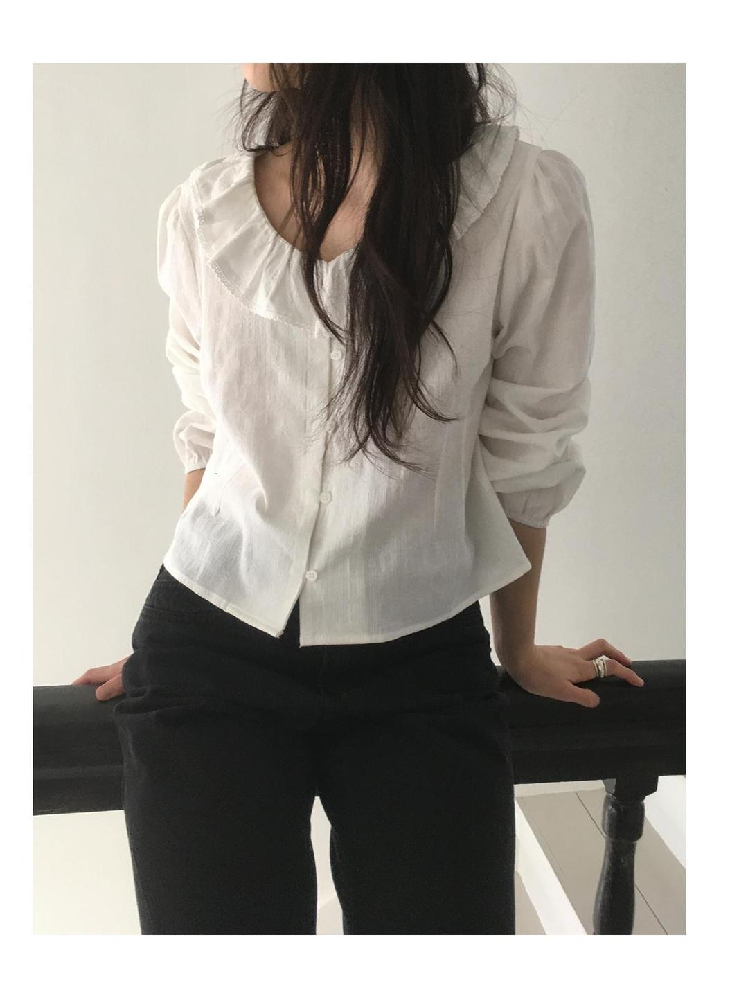 미엔느 [미엔느] bloom frill blouse / 블룸 프릴 블라우스 (2col)