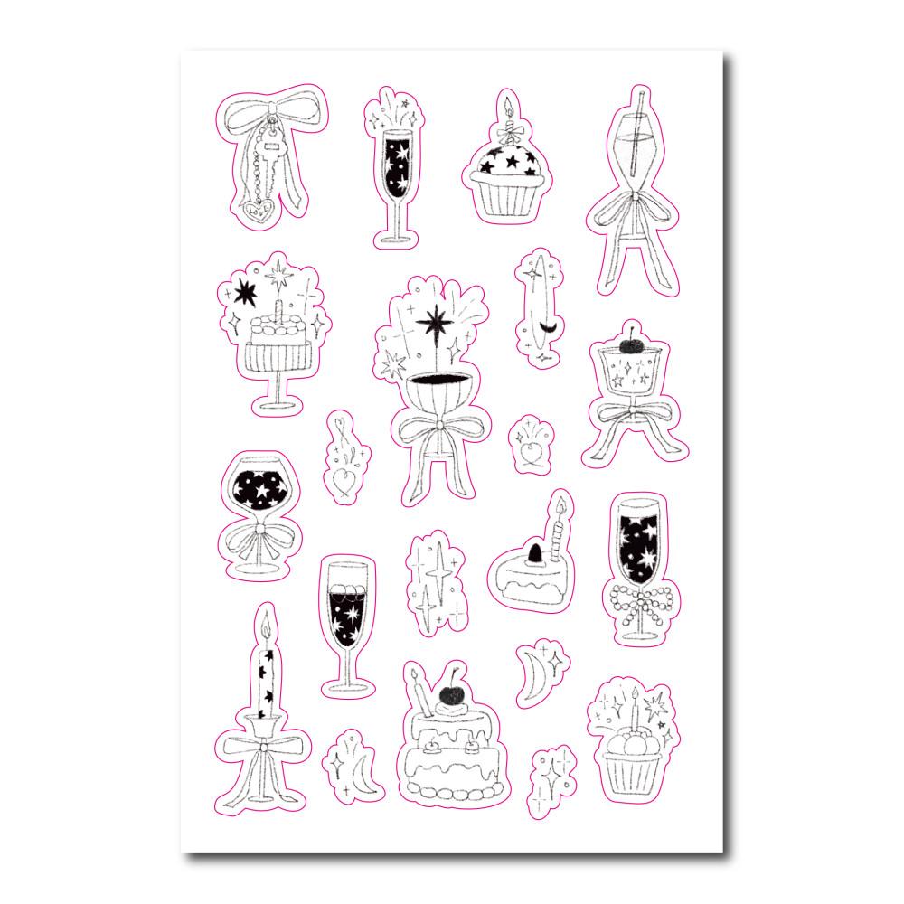 [스티커] 무채색-Sweet cocktail dessert