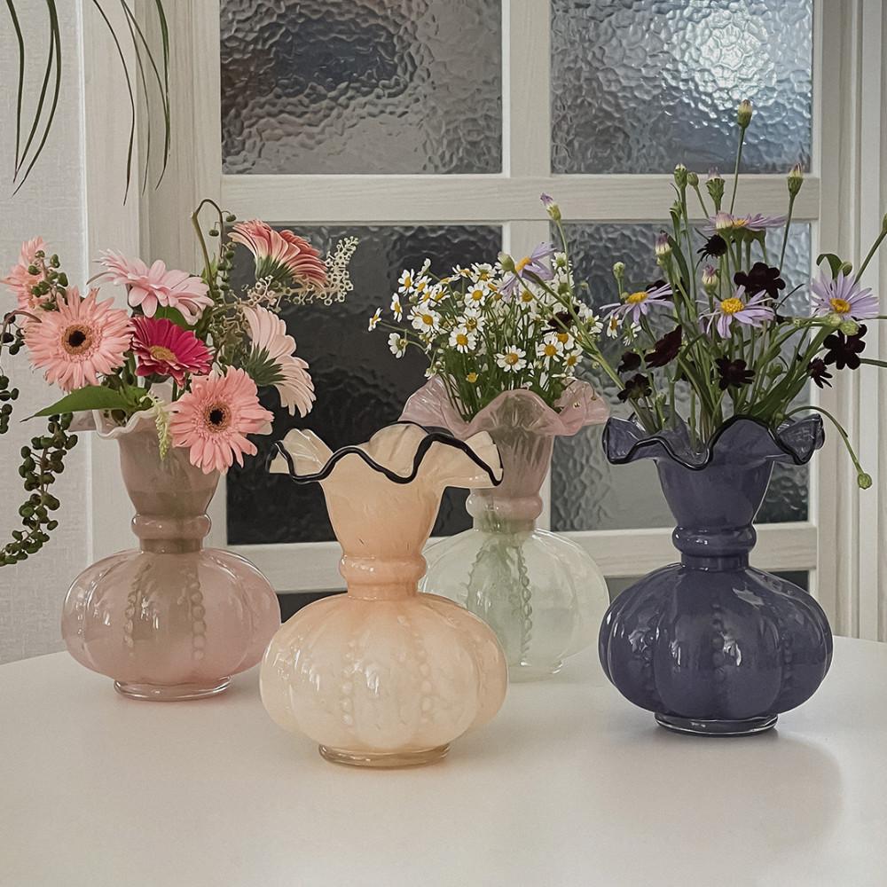 오룸 베이지블룸 프리미엄 유리 화병 인테리어 오브제 꽃병 4컬러
