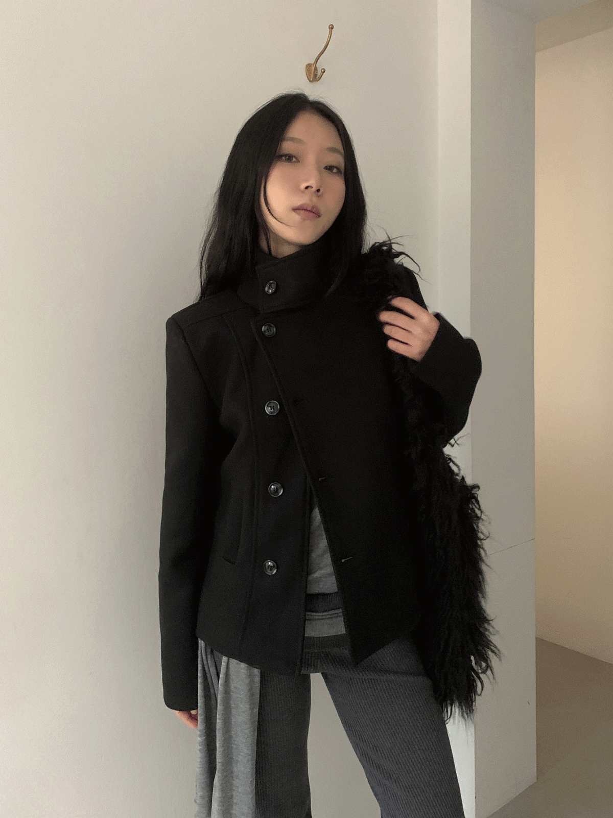 온마인드 [BEST] HIGH-NECK SLIM COAT
