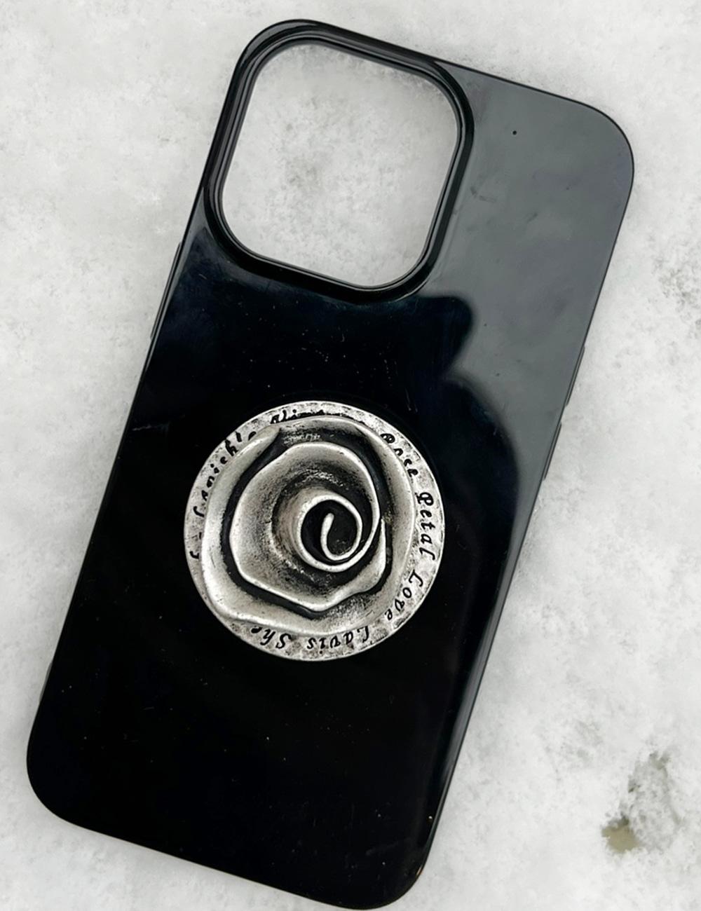 메탈 빈티지 레터링 장미 그립톡 _ 무광