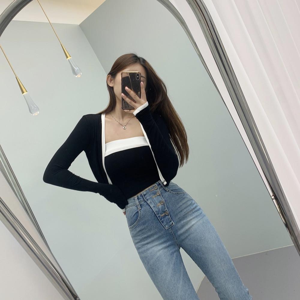 가성비탑 탑 배색 가디건 세트 [무료배송]