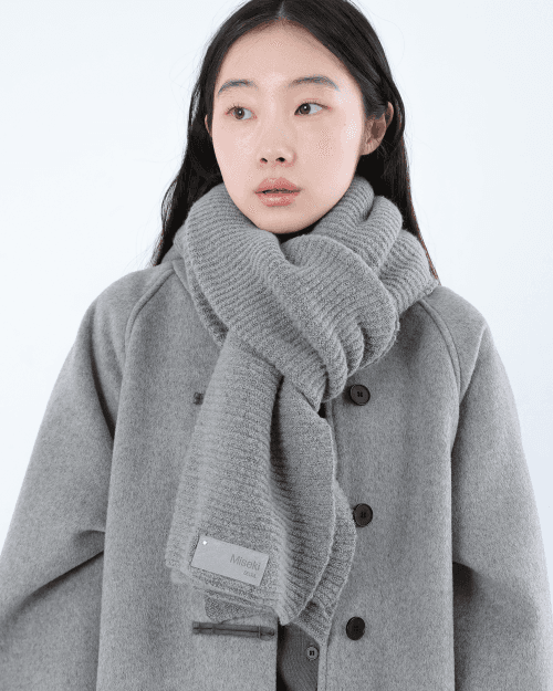 Patch knit muffler GREY