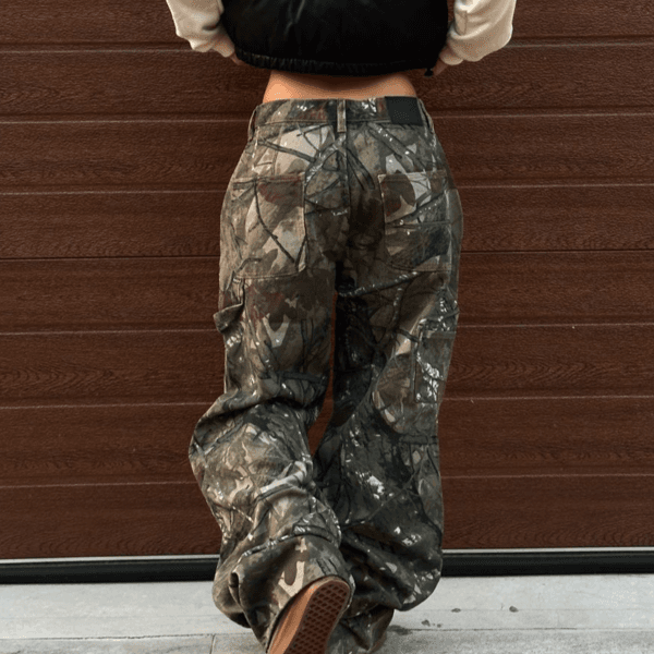 Wood printing denim PT