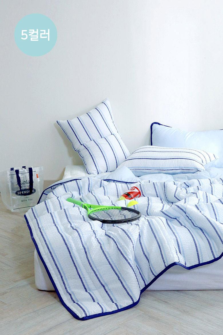 뉴썸머 리플 시어서커&아사면 여름 차렵이불 - 블루(S/SS,Q/K)