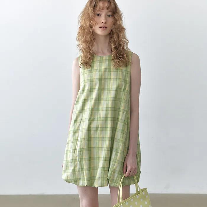 [07/11 예약배송] Puff check dress_green