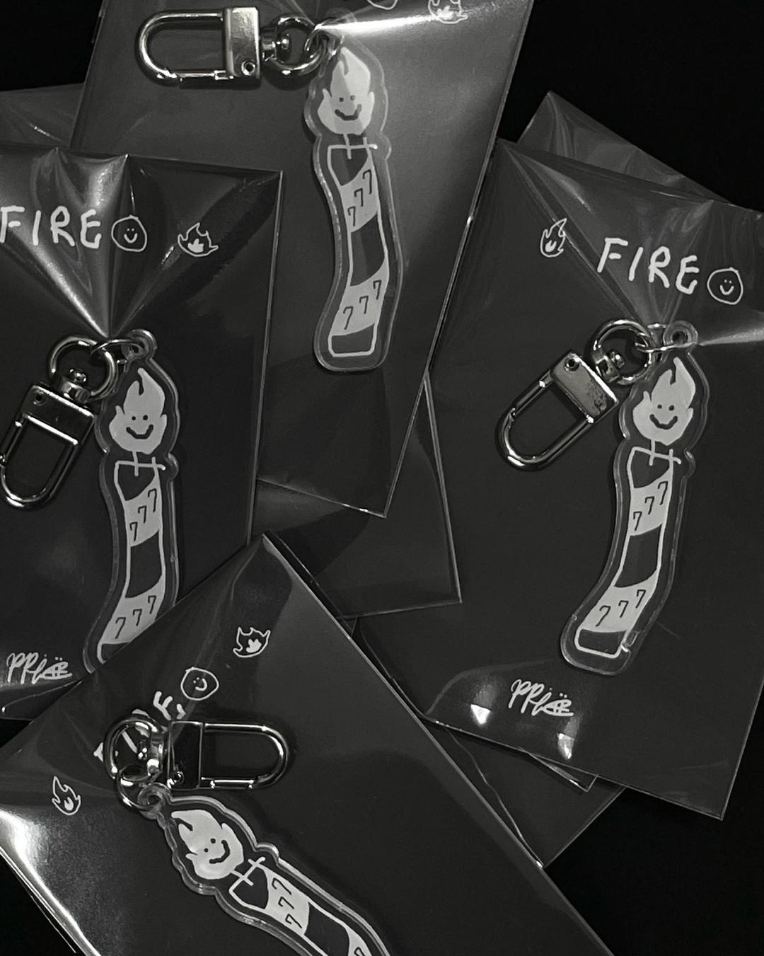 happy fire keyring