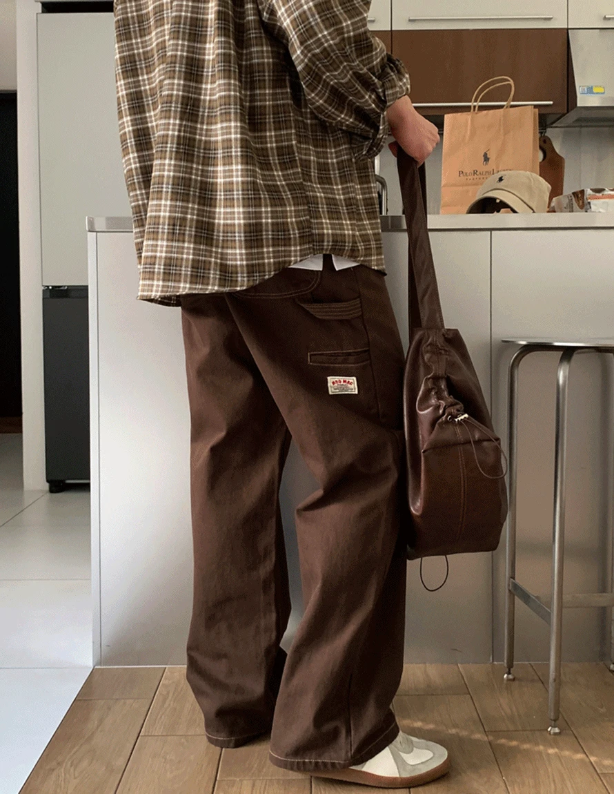 룩 써드 5수 맥 라벨 워크 포켓 카펜더 와이드 팬츠