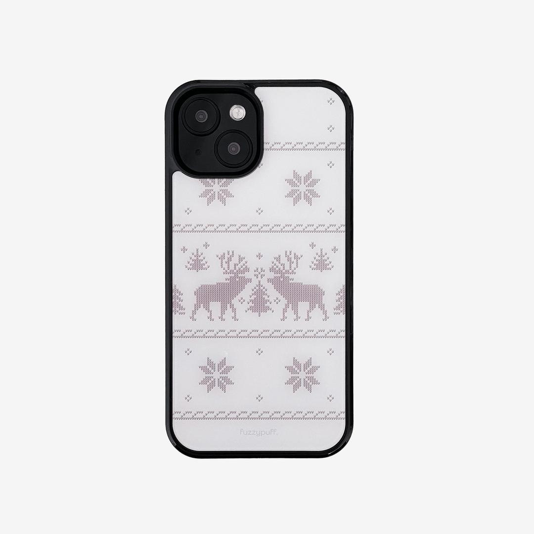 White Nordic Knit Pattern Magsafe Glass Bumper Case