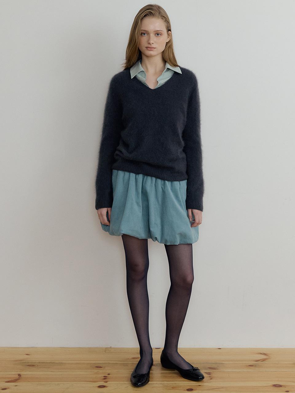 brush wholegarment v neck knit 291 (charcoal)