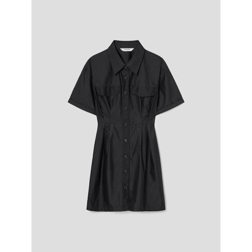 40수 코튼혼방 셔츠 미니 원피스  블랙