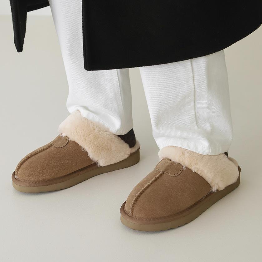 젠트리 천연가죽 양털 슬리퍼 (2.5cm)