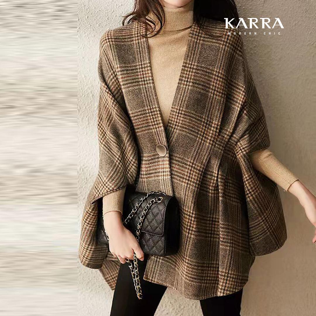 KARRA 팬시뮤트체크숄가디건_KB2WCD028C