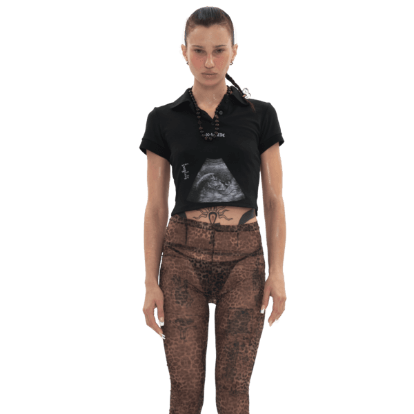 ALIEN NT SCAN SLIM COLLAR T SHIRT IN BLACK