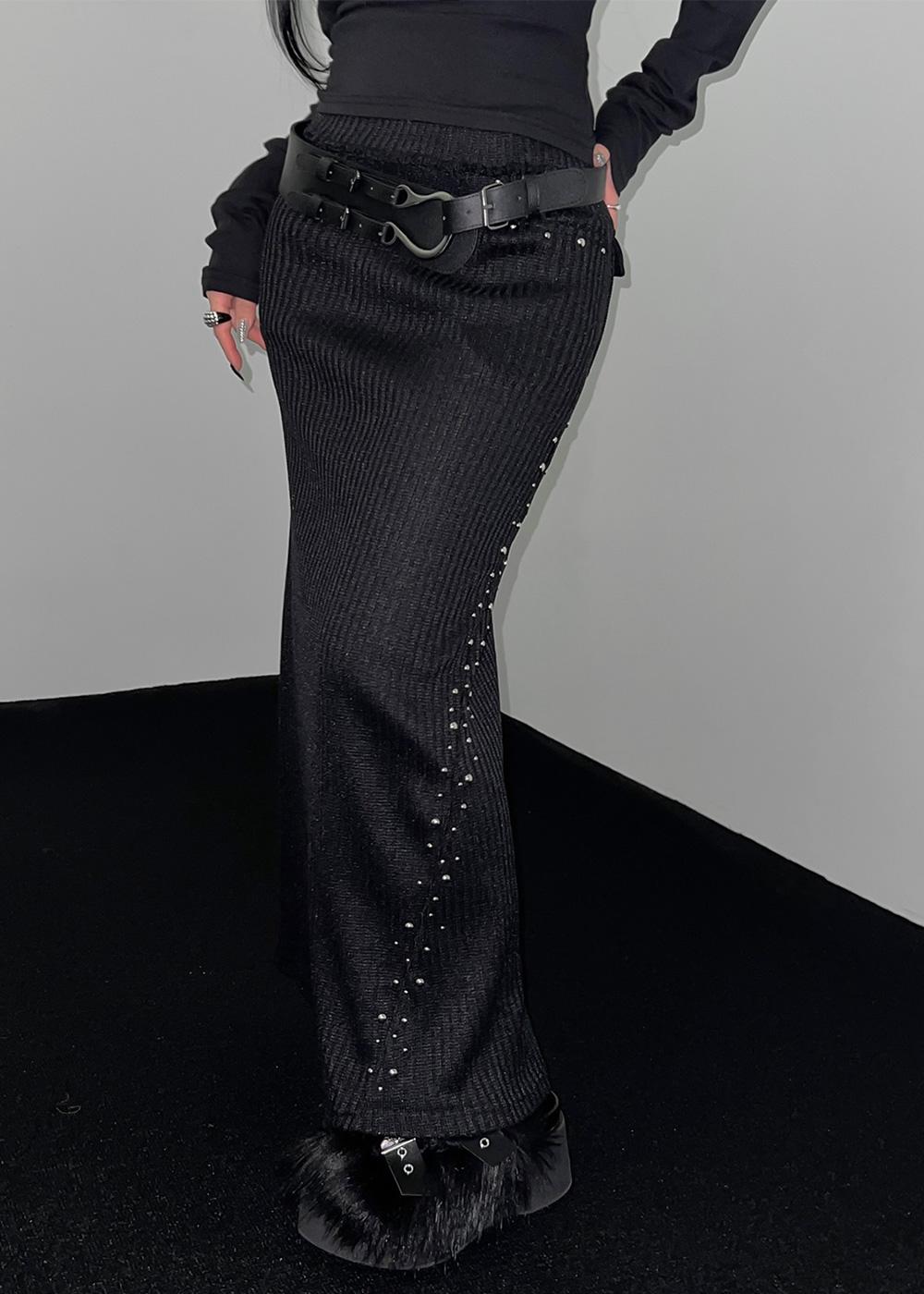 SHARPINE STUD KNIT MAXI SKIRT / 샤핀 스터드 니트 데끼 맥시 스커트