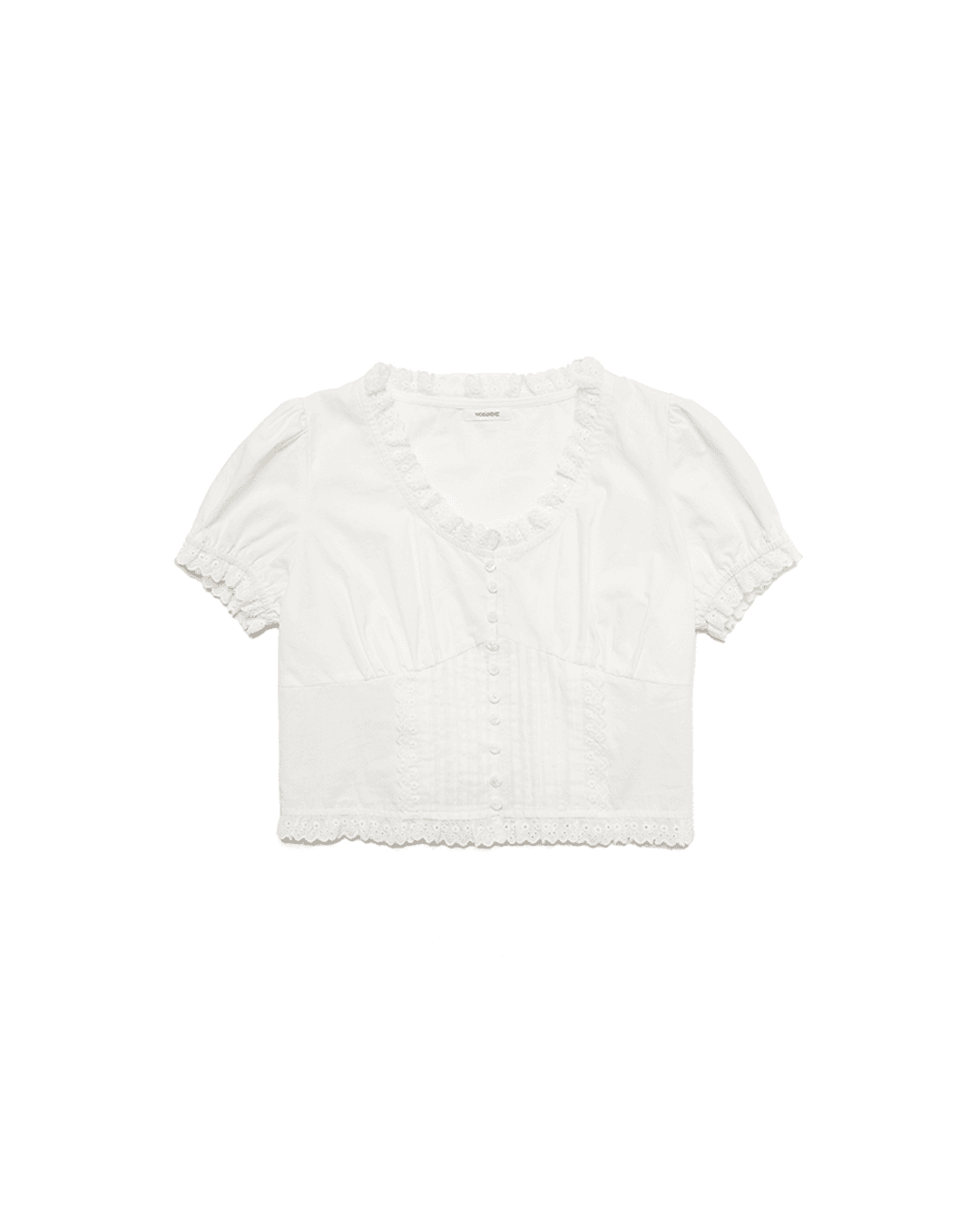 Pintuck Lace Blouse [WHITE]