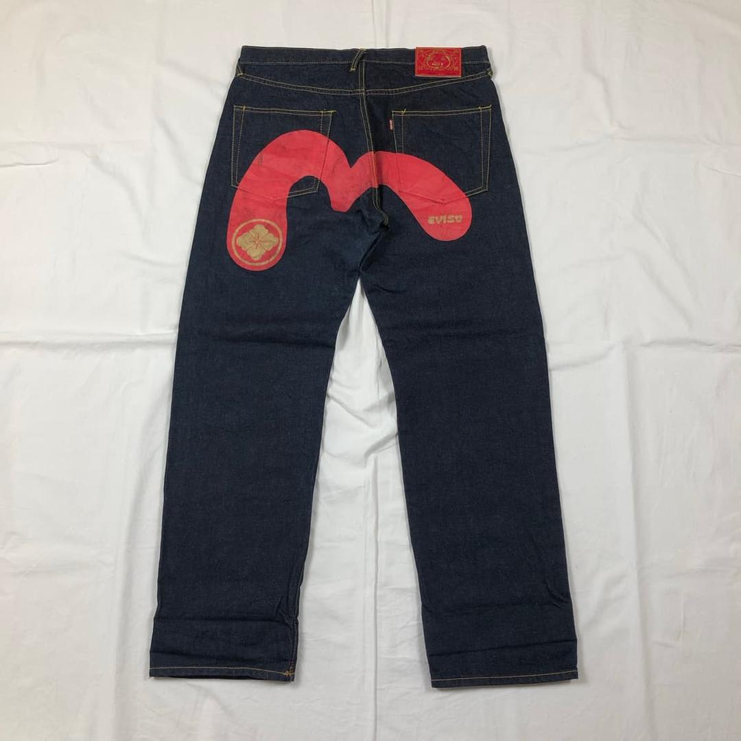 90s 에비수 evisu 레드 페인트 데님팬츠 청바지