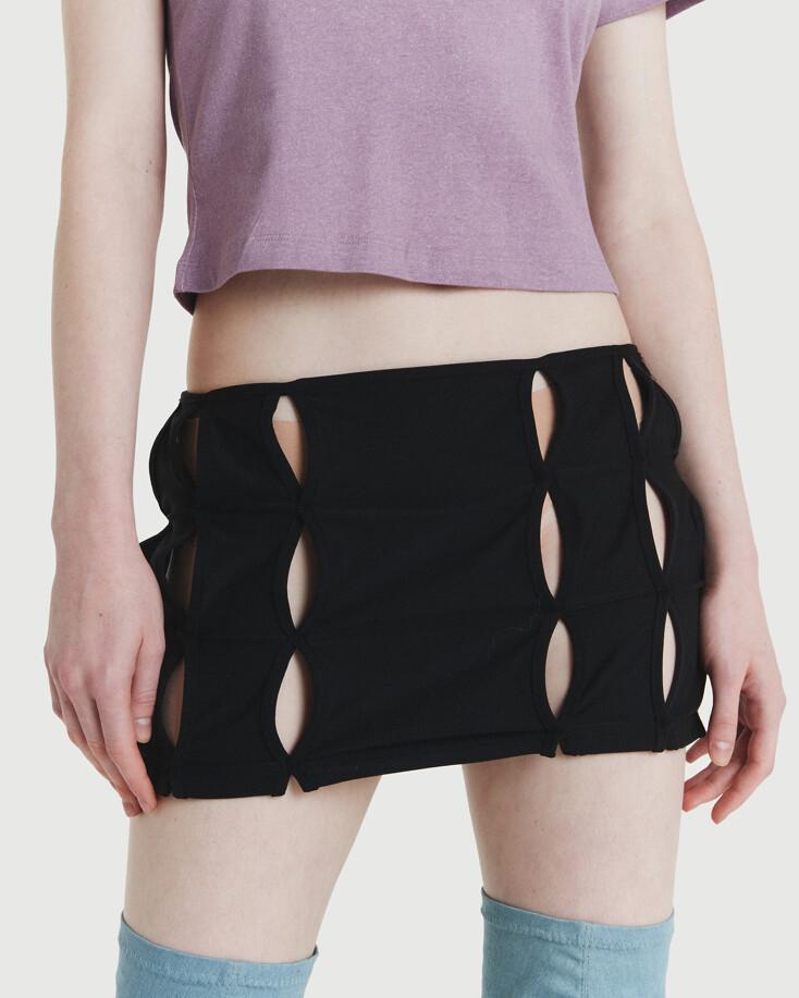 Cut out mini skirt (BLACK)