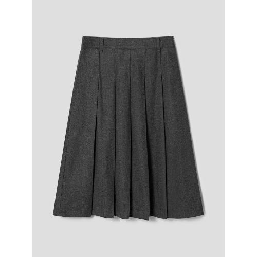 울 플리츠 롱 스커트  애쉬