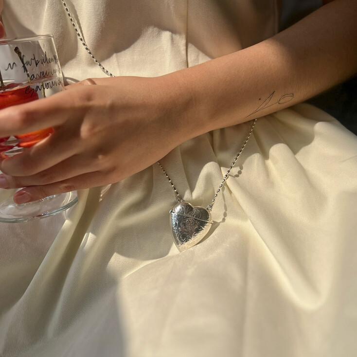 Heart silver jewelry bag