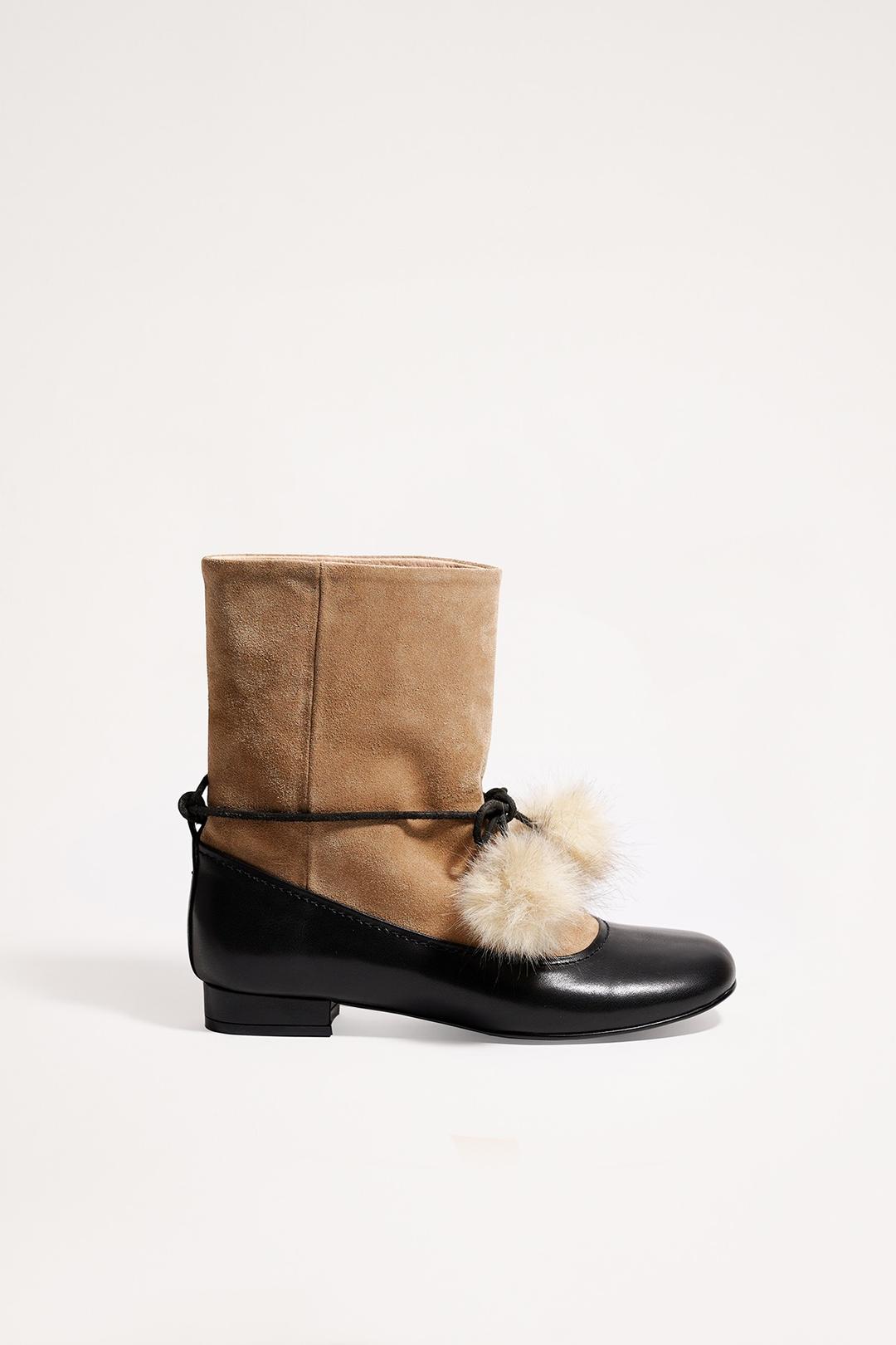 LEA FUR BOOTS BLACK