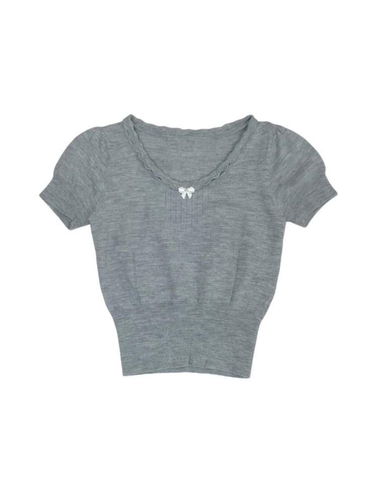 [중고] 빈티지 리본 반팔 니트