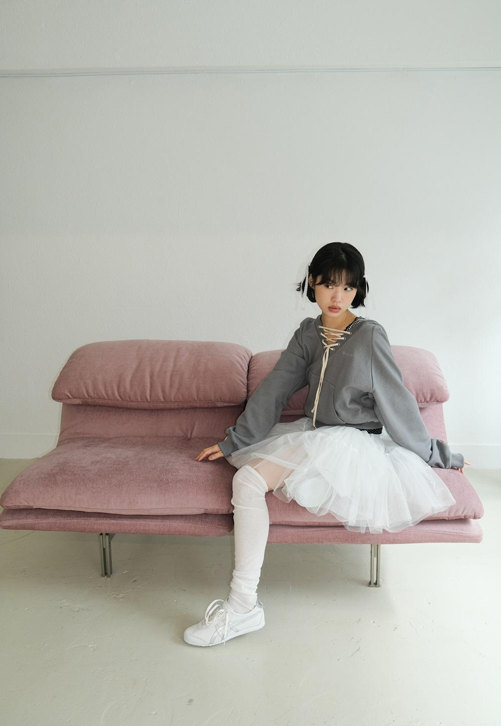 HAKI LACE UP HOODIE _GREY