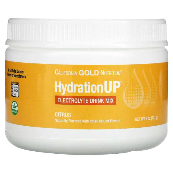 California Gold Nutrition (캘리포니아 골드 뉴트리션), Hydration UP, 전해질 드링크 믹스, 감귤류 맛, 227g(8oz)