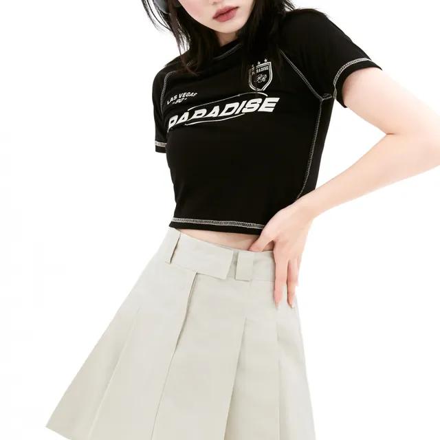 YUSEI 러버 핀턱 코튼 스커트_베이지