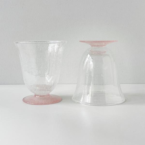 [HANDCRAFTED] Pink Stem Bubble Water Glass