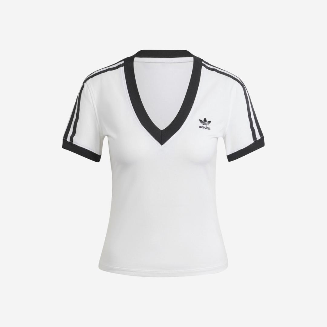 (W) Adidas 3S V-Neck T-Shirt White - KR Sizing