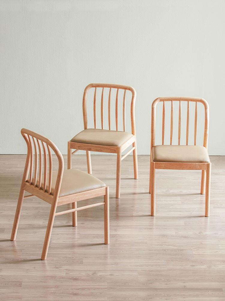 로렌스 내추럴 천연원목 가죽의자, 천연 고무나무 원목 가죽 식탁의자