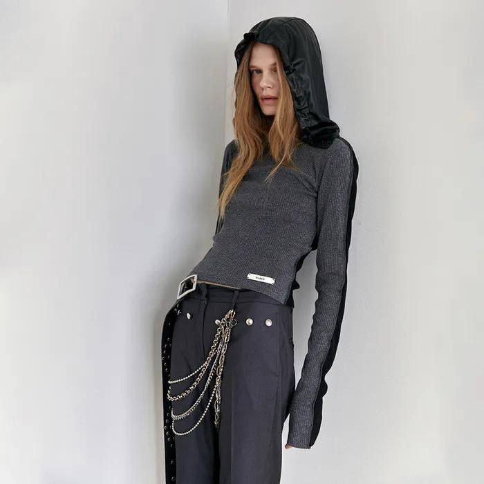 [2차재입고] HALF AND HALF LONG SLEEVE TOP IN BOKASHI/BLACK