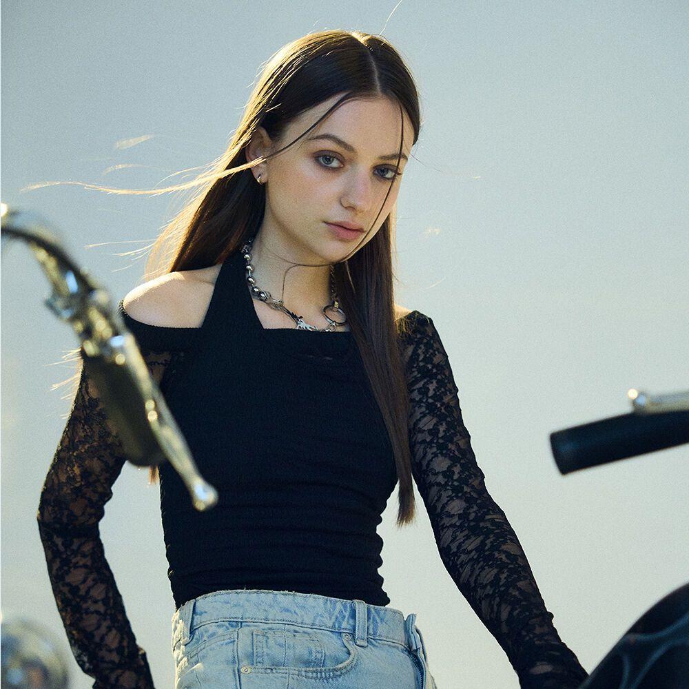 L11 HALTER LACE TOP SET(BLACK)