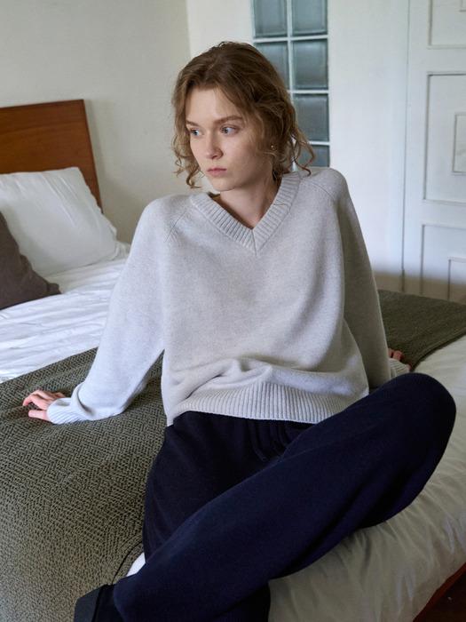 [뉴컬러 소프트블루,퍼플] 4차_Cashmere reglan v neck knit_4COLOR
