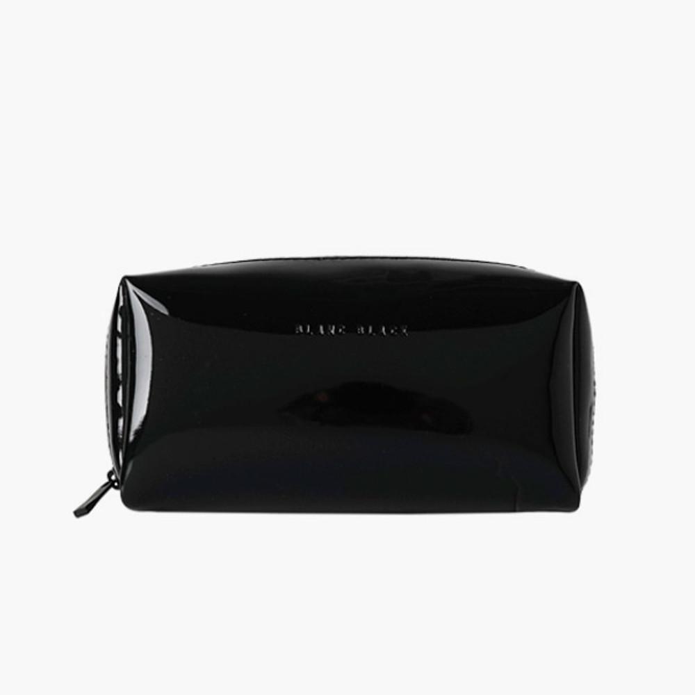 에나멜 직사각 화장품 파우치 [블랙]