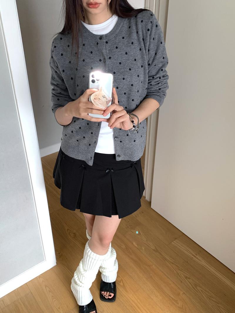드레보루조 500장완판💯대란템🔥주문폭주🔥도트 라운드 베이직 가디건