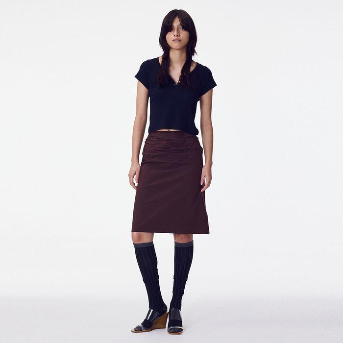 Unbalanced Shirring SK, Dark Brown