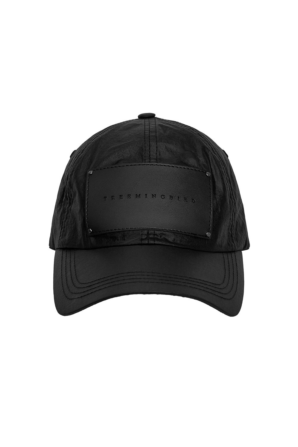 Big Leather Patch Ball Cap [ Black ]
