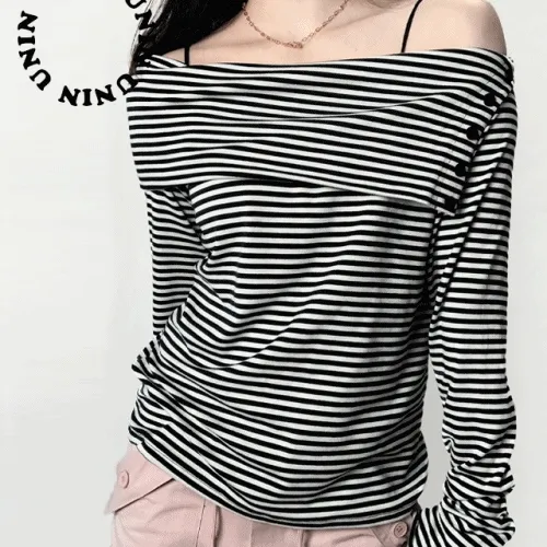 2col) 버튼 숄더 단가라 긴팔티