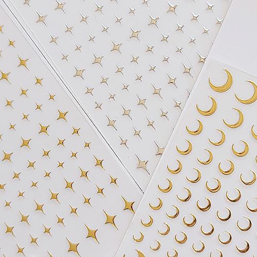 초승달 별빛 금속스티커