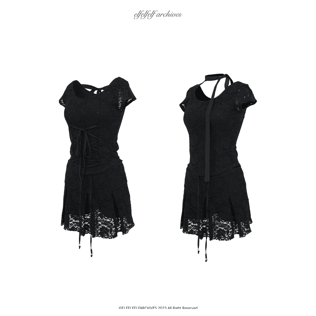 LACE ANTIQUE SKIRT[BLACK]