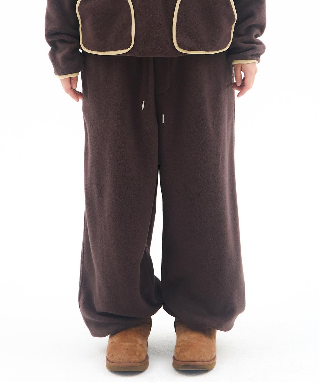 FLEECE WIDE JOGGER PANTS BROWN
