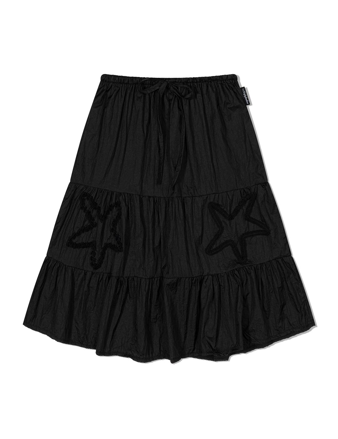 STAR SHIRRING SKIRT(BLACK)