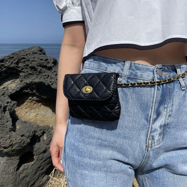 퀼팅 미니 체인 벨트 백
