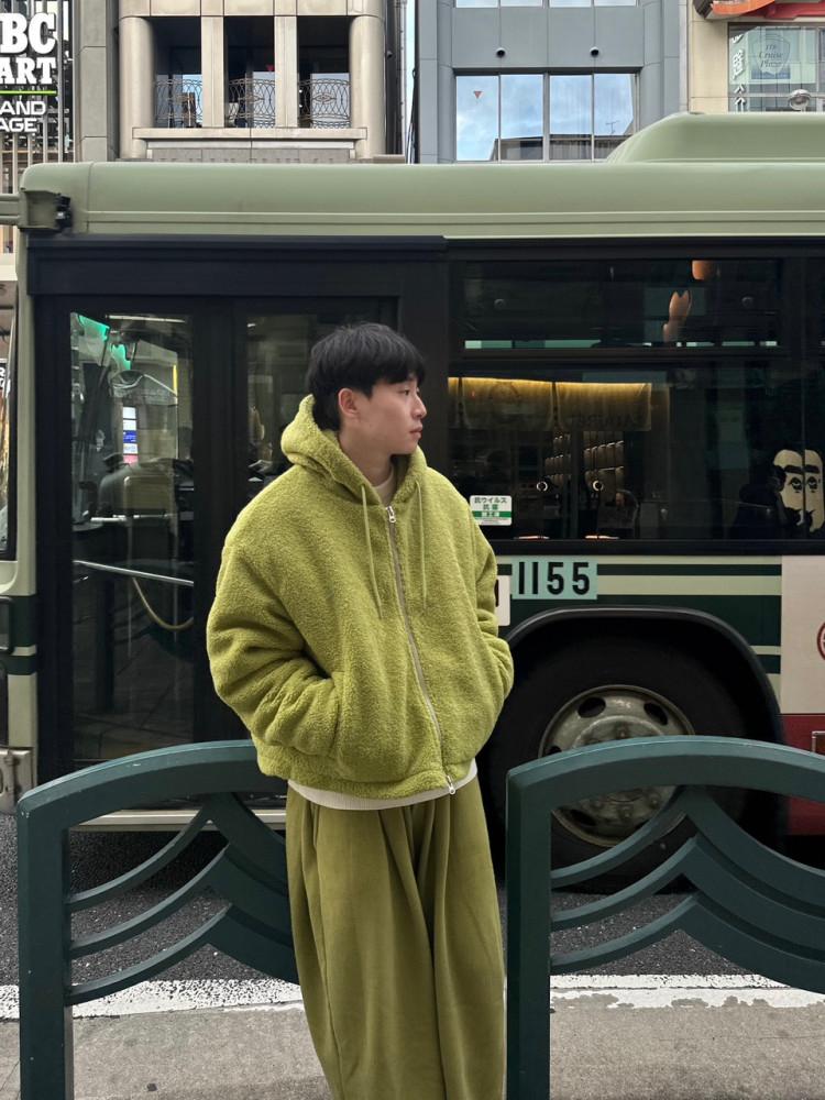 Natural greeny fleece padding 후리스 초록색 후드 패딩 플리스