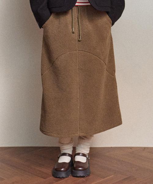 W FLEECE ROUND SKIRT [KHAKI]